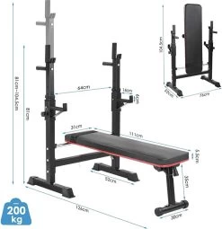 Bench Press - Halterbank - Sportbank - Fitnessbank - Multifunctioneel - Opvouwbaar - Volledig Instelbaar - Max Belasting 200kg -Fit World Verkoop 1161x1200 3